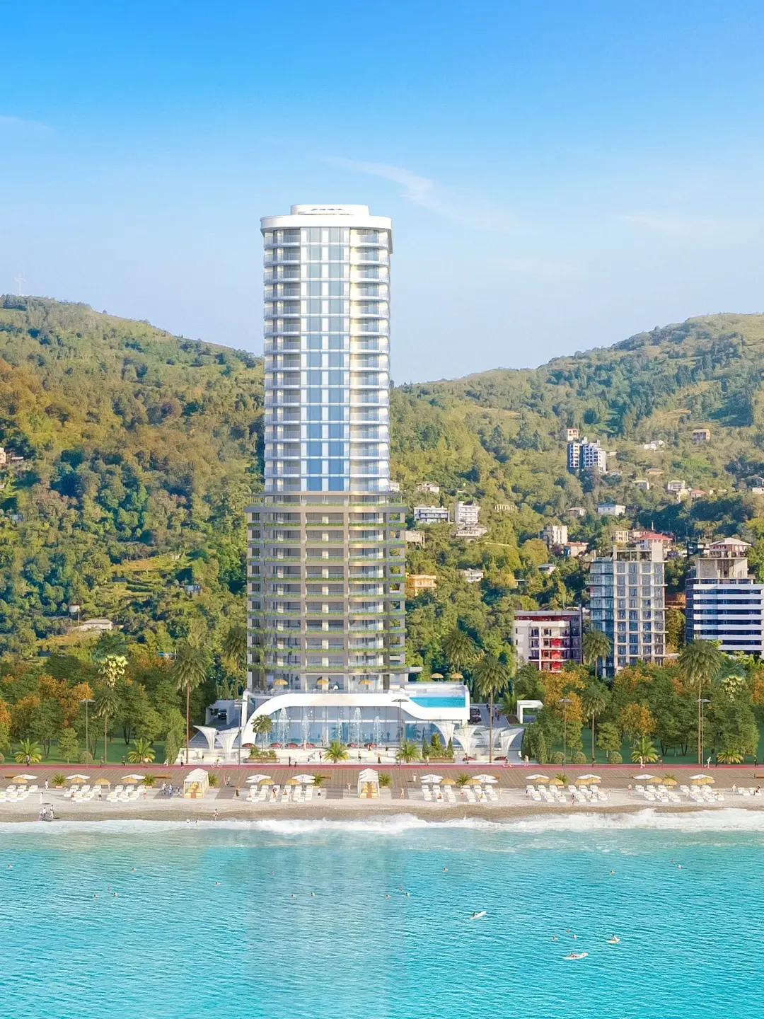 Pontus Rotana Gonio (Понтус Ротана) со стороны моря, Гонио, Батуми, визуализация на аэрофото